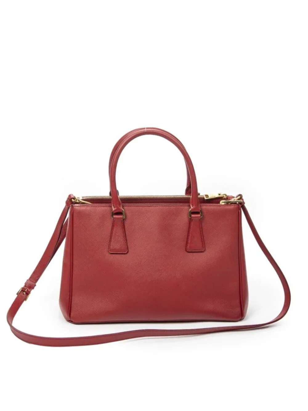 Prada Large Double Zip Galleria Tote Red Saffiano Leather